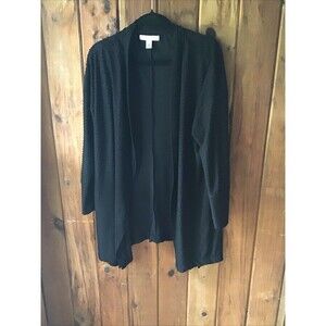 New York Laundry Black Cardigan Jacket Size XL Polka Dot Texture Open Front